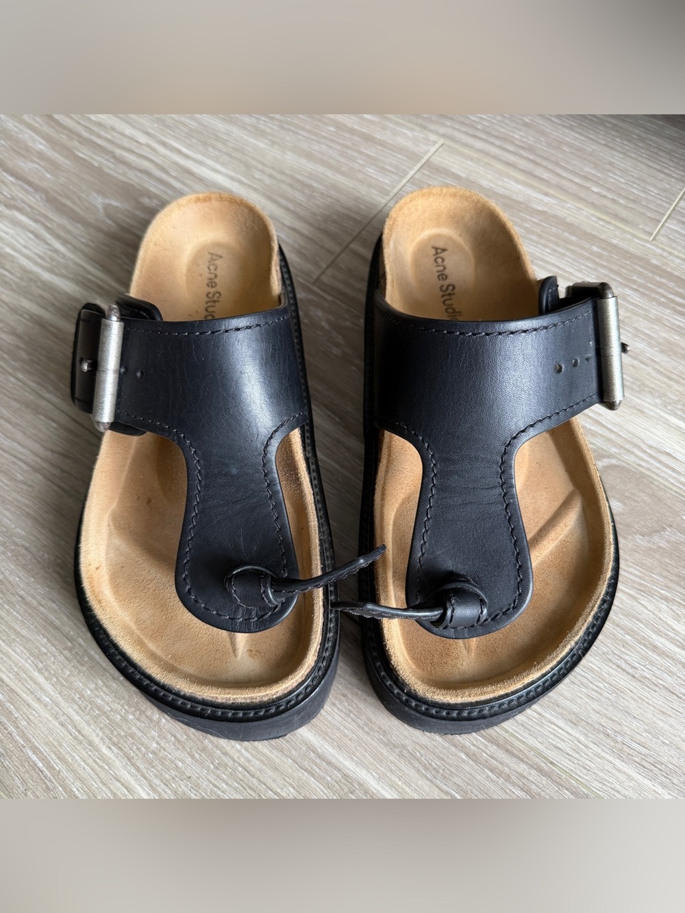 Acne Studios Platform Leather Sandals Black Made in Italy size 37 US 7 - Picture 9 of 10
